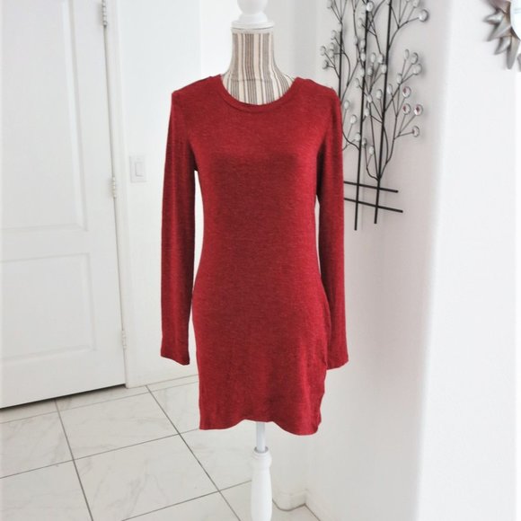 New LISTICLE Sexy Sweater Dress Heathered Red Form Fitting M - Picture 2 of 13